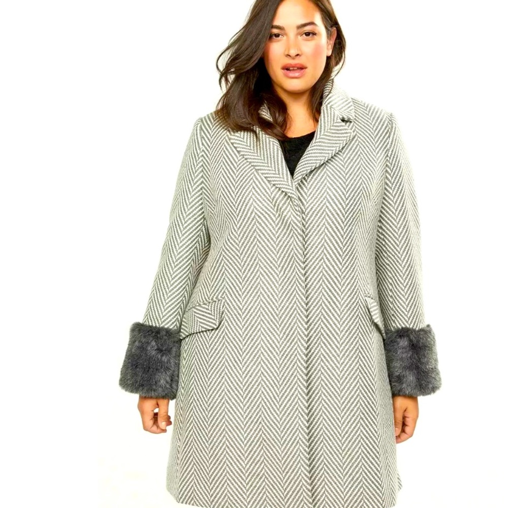 Lane Bryant Herringbone Fur Coat 14/16